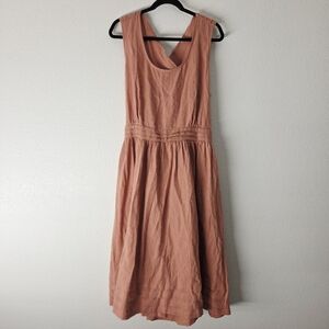 NWT Linennaive VETIVER 15 Cross Back Linen Dress Pink/Coral Size XL Zip Back New
